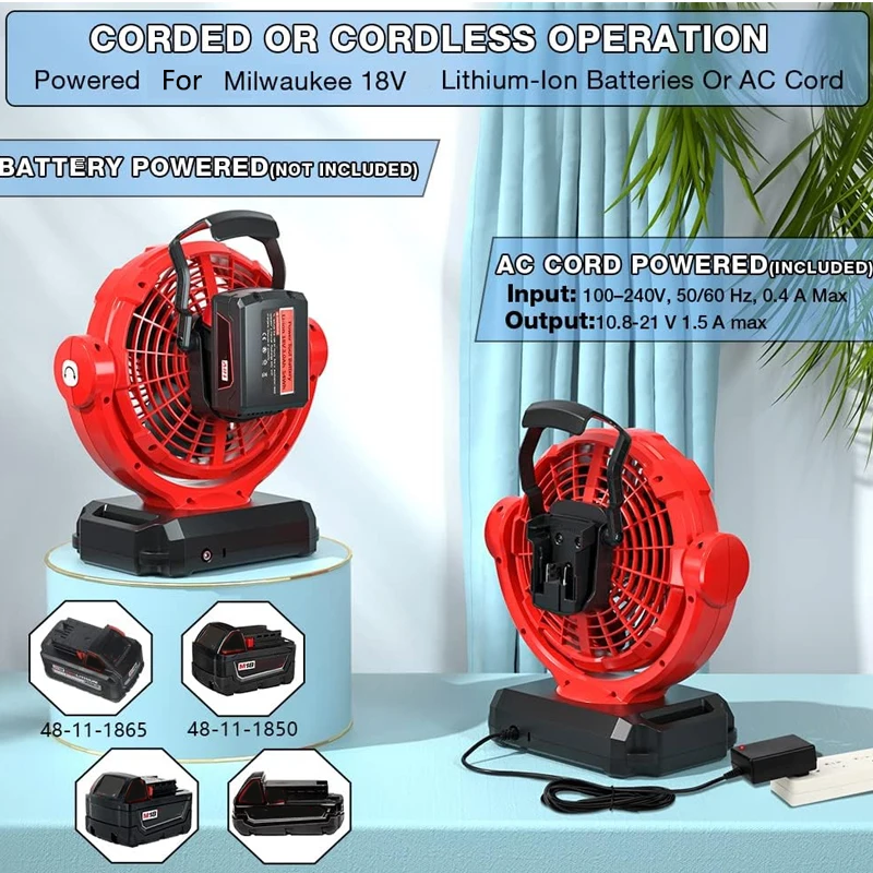 Power Tools In Construction - Cordless Fan For Milwaukee 18V Li-ion