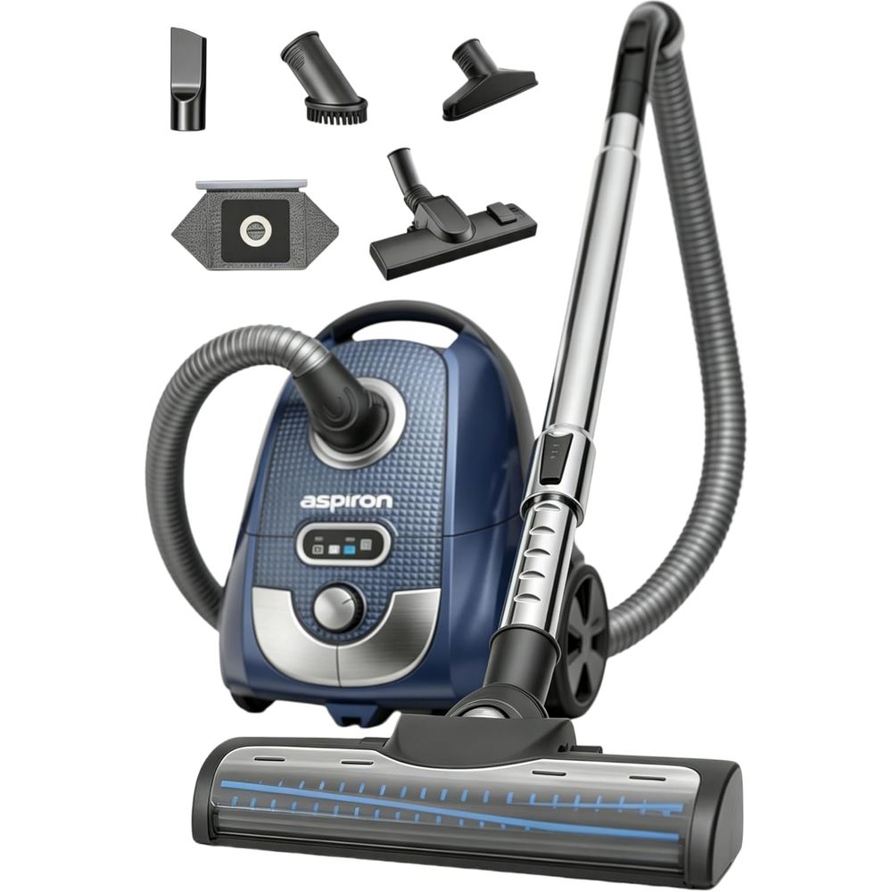 Bag Power Tools - Canister Vacuum, 1600W/40Kpa Canister Bagged Vacuum,4QT
