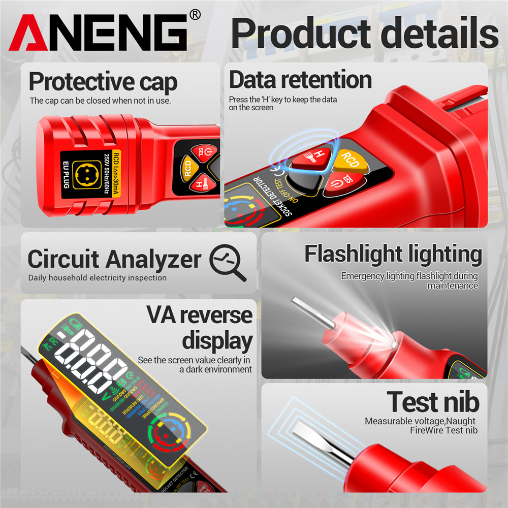 Socket Power Tester ANENG VD80 - Power Tools Voltage ulasan dan harga