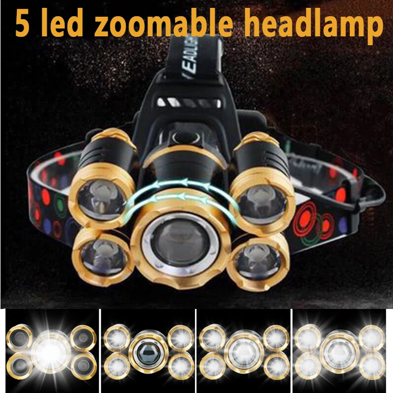 5LED T6 Head Lamp Zoom Flashli - Power Tools Zoom ulasan dan harga